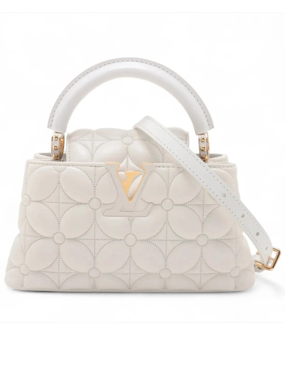 Louis Vuitton Monogram Flower Capucines EW MINI M25283 White There was an RFID r